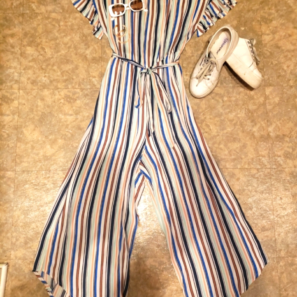 Beachy strip jumpsuit